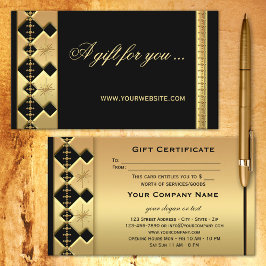 Gouden Zwarte Feestdagen Gift Certificate Sjabloon Kortingskaartje