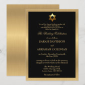 Gouden Zwarte Formele Traditionele Joodse Trouwdag Kaart (Voorkant / Achterkant)