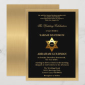 Gouden Zwarte Formele Traditionele Joodse Trouwkaa Kaart (Voorkant / Achterkant)