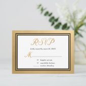 Gouden Zwarte Formele Trouwdag RSVP Kaartje (Staand voorkant)