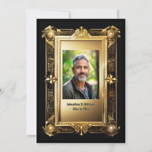 Gouden zwarte foto pensioen afscheid art deco kaart (Achterkant)