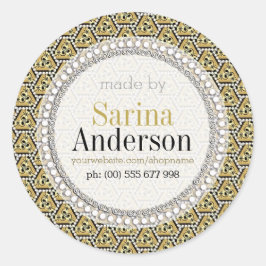 Gouden Zwarte Geometrisch Patroon Gemaakt Door Lab Ronde Sticker