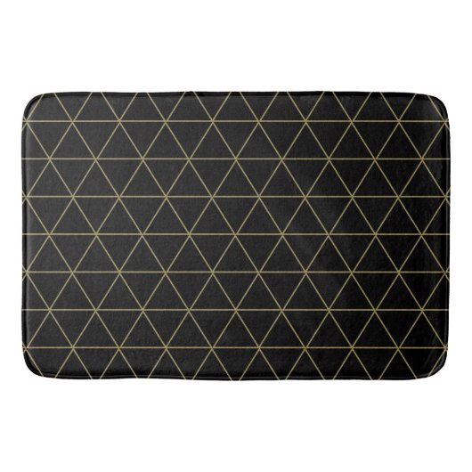 Gouden Zwarte Geometrische Driehoeken Boho Glam Mi Badmat (Voorkant)