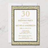 Gouden Zwarte Glamour Verjaardagsfeest Kaart (Voorkant)