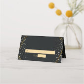 Gouden Zwarte Glitter Confetti Bruiloft Plaatskaartje (Voorkant)