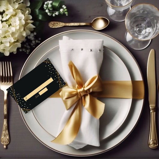 Gouden Zwarte Glitter Confetti Bruiloft Plaatskaartje