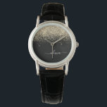 Gouden Zwarte Glitter Script Monogram Meisjesnaam Horloge<br><div class="desc">Zwart en gouden glinster glitter script monogram naam horloge. Dit is het perfecte afstudeer-,  verjaardags-,  trouw-,  bruidsbeurtenis-,  jubileum-,  baby shower- of vrijgezellenfeest cadeau voor iemand die houdt van glamour luxe en chic stijl.</div>