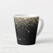 Gouden Zwarte Glitter Script Monogram Meisjesnaam Latte Mok (Rechterhoek)