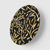 Gouden zwarte gradiënt laat botanische bloemen pat ronde klok (Hoek)