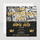 Gouden zwarte graffiti kroon berucht op een verjaa kaart (Voorkant / Achterkant)