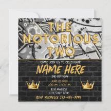 Gouden Zwarte Graffiti Kroon Notorious TWO Birthda