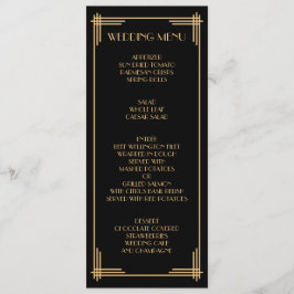 Gouden Zwarte Great Gatsby Art Deco Trouwmenu Menu