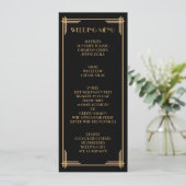 Gouden Zwarte Great Gatsby Art Deco Trouwmenu Menu (Staand voorkant)