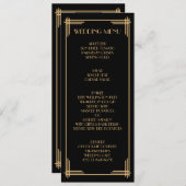 Gouden Zwarte Great Gatsby Art Deco Trouwmenu Menu (Voorkant / Achterkant)
