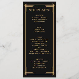 Gouden Zwarte Great Gatsby Art Deco Trouwmenu Menu