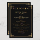 Gouden Zwarte Great Gatsby Art Deco Trouwmenu Menu (Voorkant / Achterkant)