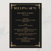 Gouden Zwarte Great Gatsby Art Deco Trouwmenu Menu (Voorkant)