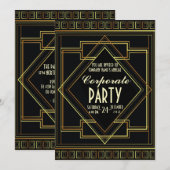 gouden zwarte grote gatsby Corporate Holiday Party Kaart (Voorkant / Achterkant)