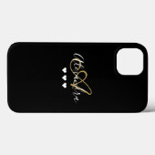 Gouden Zwarte Hart Script Naam Monogram Case-Mate iPhone Case (Achterkant (horizontaal))