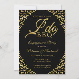 Gouden Zwarte I DO BBQ Feestelijke Uitnodiging
