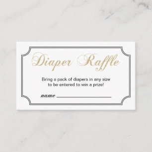 Gouden & Zwarte Jongens Baby Shower Luier Raffel T Informatiekaartje