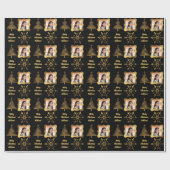 Gouden Zwarte Kerstboom Aangepaste Foto Sentiment Cadeaupapier (Vlak)