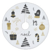 Gouden zwarte kerstboom accessoire wanten fleece kerstboom rok (Voorkant)