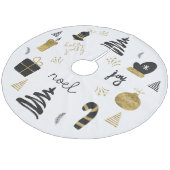 Gouden zwarte kerstboom accessoire wanten fleece kerstboom rok (Gekanteld)