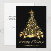 Gouden Zwarte Kerstboom Zakelijke Groet Feestdagenkaart (Voorkant / Achterkant)