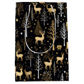 Gouden Zwarte Kerstcadeau Tas Medium Cadeauzakje (Voorkant)