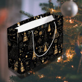 Gouden Zwarte Kerstcadeautas Groot Cadeauzakje