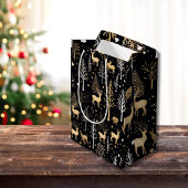 Gouden Zwarte Kerstcadeautas Medium Cadeauzakje