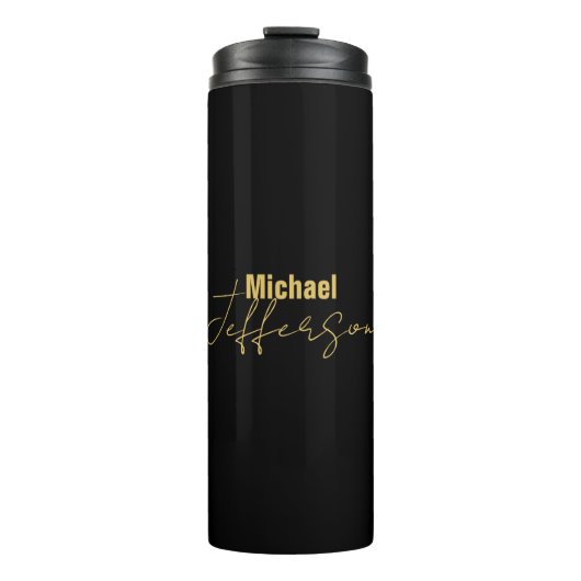 Gouden zwarte kleur elegante moderne minimalistisc thermosbeker (Voorkant)