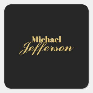Gouden zwarte kleur elegante moderne minimalistisc vierkante sticker