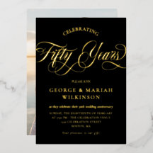Gouden Zwarte Kronkelige Script 50ste Huwelijksver