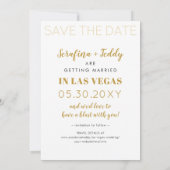 Gouden Zwarte Las Vegas Huwelijksfoto Save The Date (Achterkant)