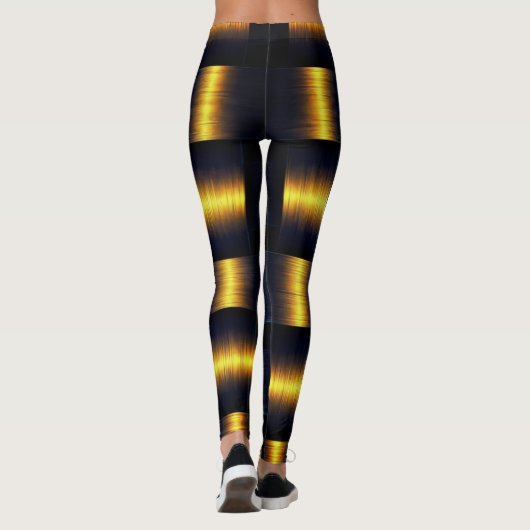 Gouden zwarte Leggings met gouden rooster (Achterkant)