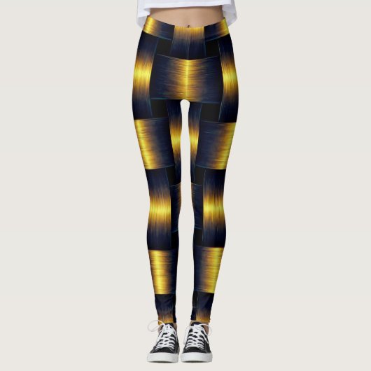 Gouden zwarte Leggings met gouden rooster (Voorkant)