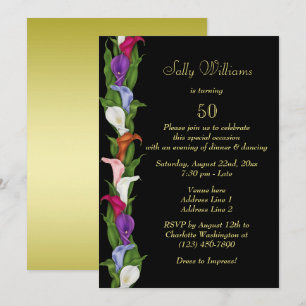 Gouden & Zwarte Lelie Decoratie 50ste Verjaardag Kaart