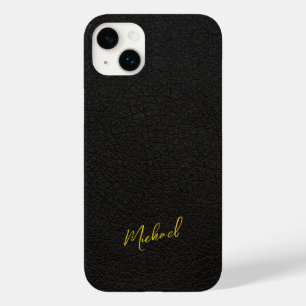 Gouden zwarte leren uitziende handtekening naam in Case-Mate iPhone 14 plus hoesje
