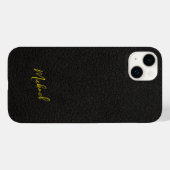 Gouden zwarte leren uitziende handtekening naam in Case-Mate iPhone case (Achterkant (horizontaal))