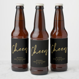 Gouden & Zwarte Lettering Proost Volwassenen Verja Bier Etiket
