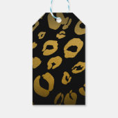 Gouden & Zwarte Luipaardprint Chic Feestcadeaubijs Cadeaulabel (Achterkant)