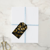 Gouden & Zwarte Luipaardprint Chic Feestcadeaukaar Cadeaulabel (Met Touw)