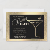 Gouden zwarte luxe vakantie cocktail party kaart (Voorkant)