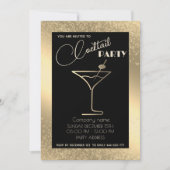 Gouden zwarte luxe vakantie cocktail party kaart (Voorkant)