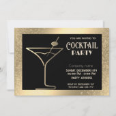 Gouden zwarte luxe vakantie cocktail party kaart (Voorkant)