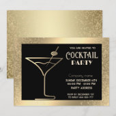 Gouden zwarte luxe vakantie cocktail party kaart (Voorkant / Achterkant)