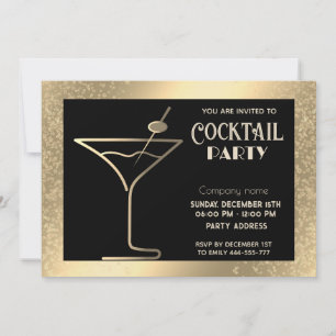 Gouden zwarte luxe vakantie cocktail party kaart
