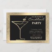 Gouden zwarte luxe vakantie cocktail party kaart (Voorkant)